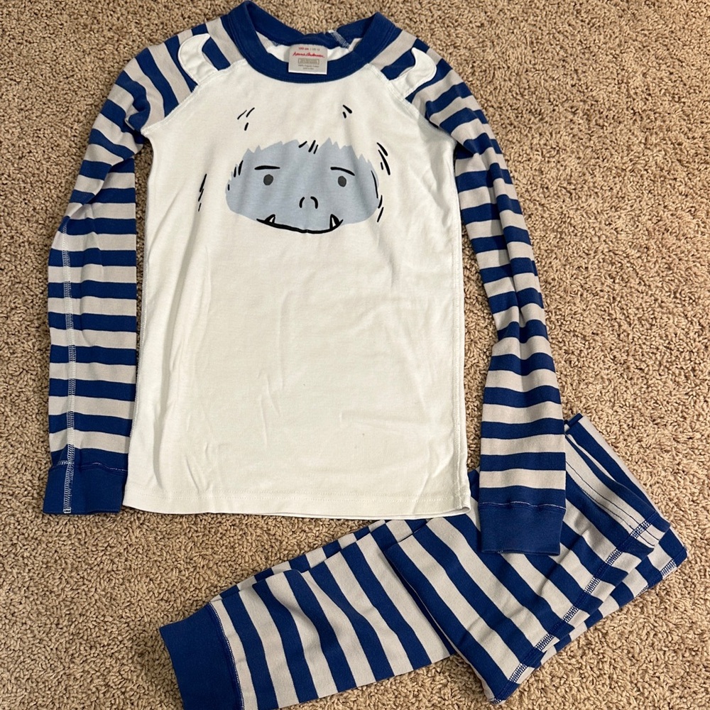 Blue and White Striped Kids Pajamas